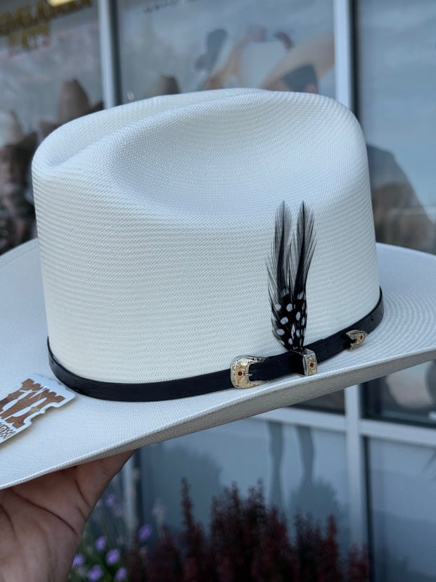 Sombrero El Patron 500x Copa Alta Falda 3.5" Marca Morcon (Toquilla Avestruz Negro)