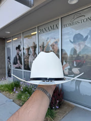 Sombrero El Patron 500x Copa Alta Falda 3.5" Marca Morcon (Toquilla Avestruz Negro)