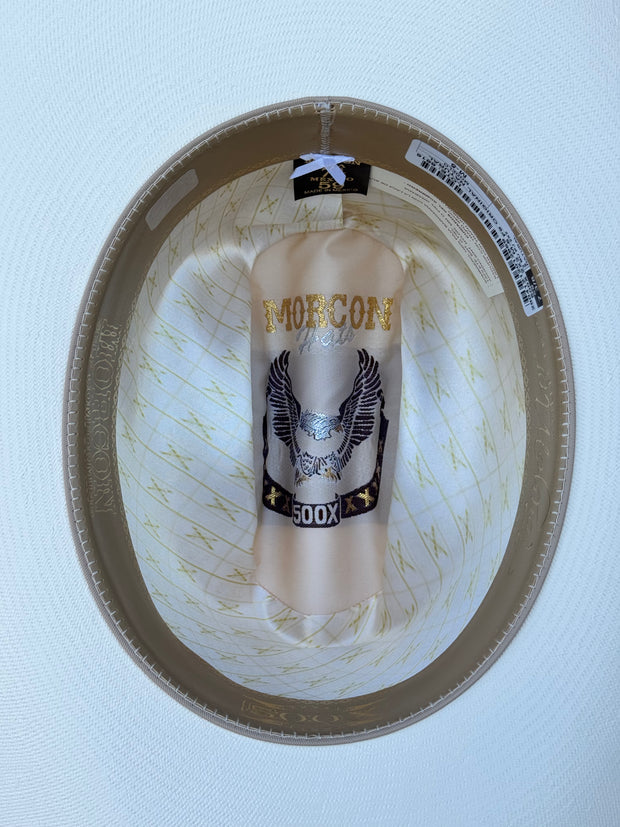 Sombrero El Patron 500x Copa Alta Falda 3.5" Marca Morcon (Toquilla Avestruz Negro)