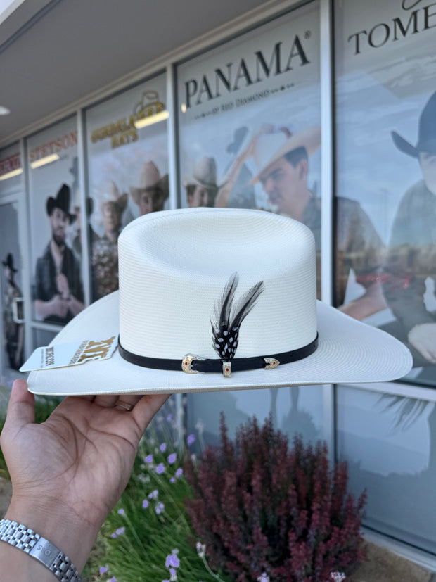 Sombrero El Patron 500x Copa Alta Falda 3.5" Marca Morcon (Toquilla Avestruz Negro)
