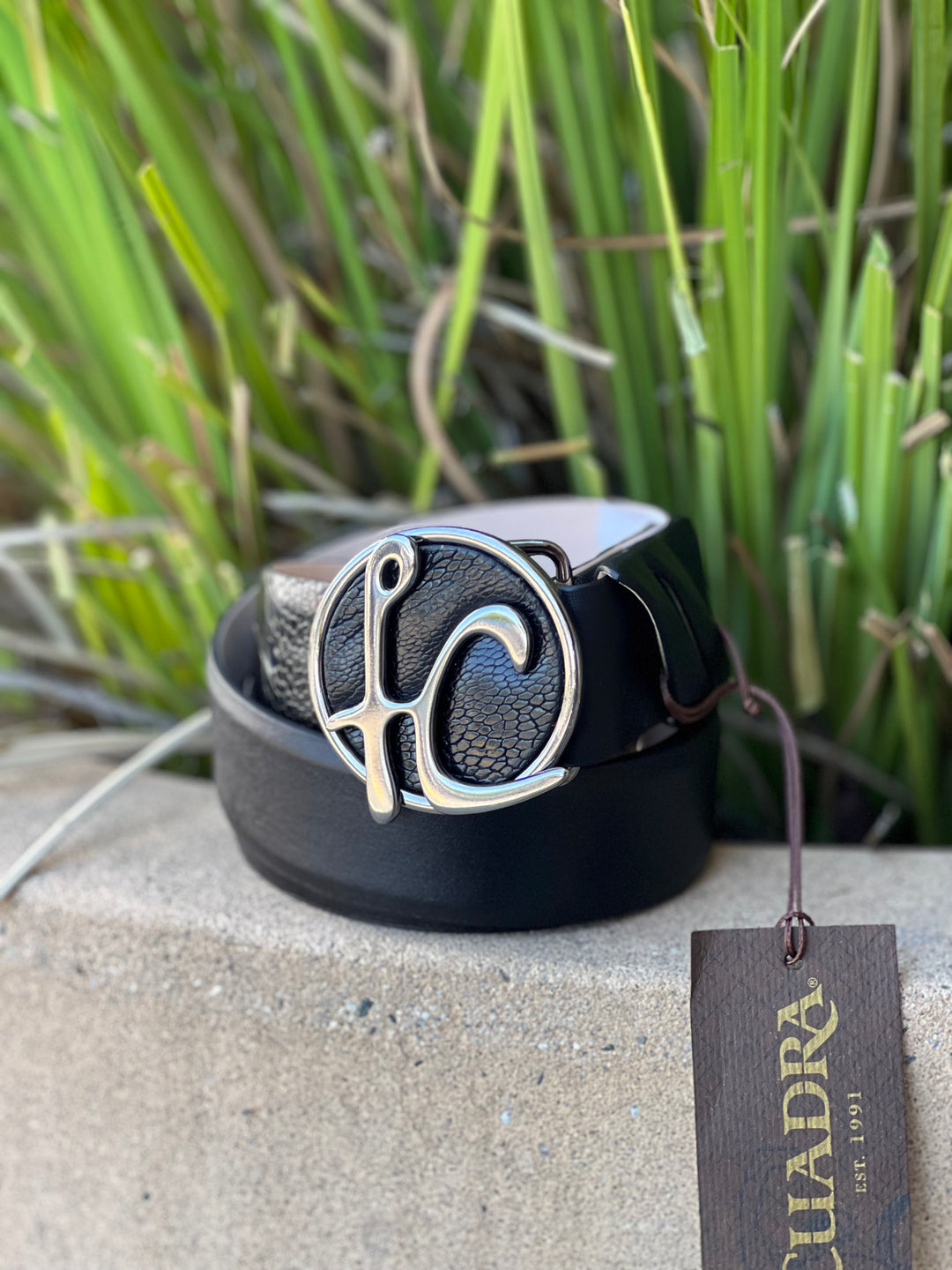 Franco Cuadra Color Negro Cinto Piel de Avestruz Pata