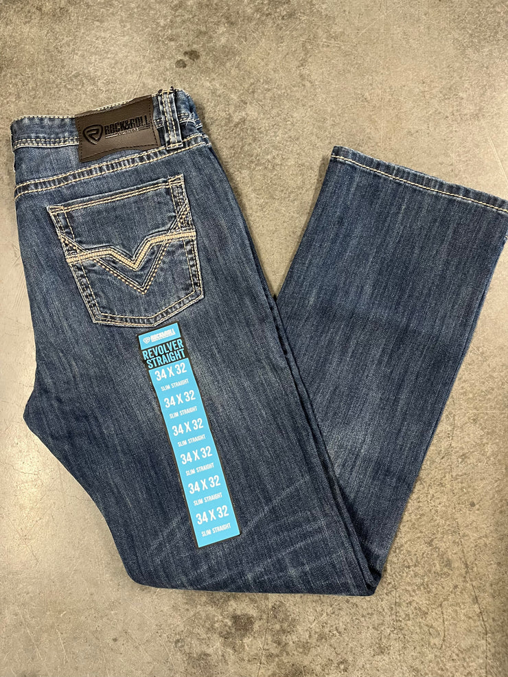Revolver Slim Straight Jeans (Medium Vintage Double V) - Rock&Roll