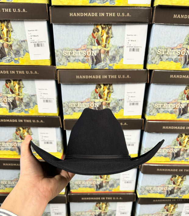 Stetson 6x Spartan Black Cowboy Felt Hat (Copa Chica Falda/Brim 4")