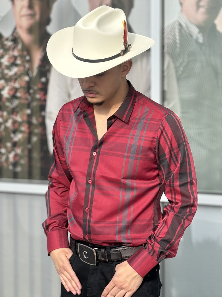 Platini Camisa Fina - CHL10840 (RED) (Stretch)