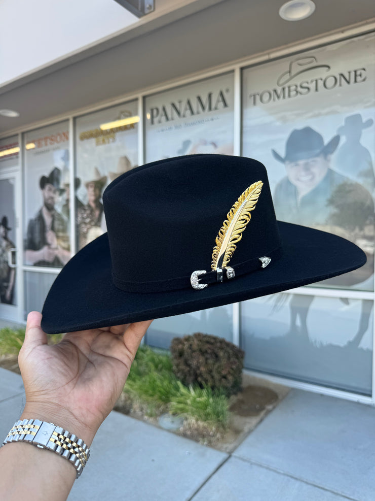 Tejana Virgen Guadalupe 100x Copa Chica Falda 3.5" (Guadalajara Hats) (Pluma Oro)