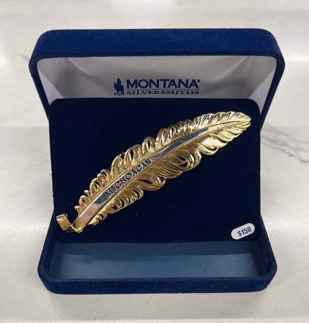 MICHOACÁN - Pluma de Acero Inoxidable/Stainless Steel Hat Feather - Montana Silversmith