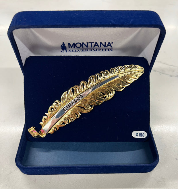 SINALOA - Pluma de Acero Inoxidable/Stainless Steel Hat Feather - Montana Silversmith
