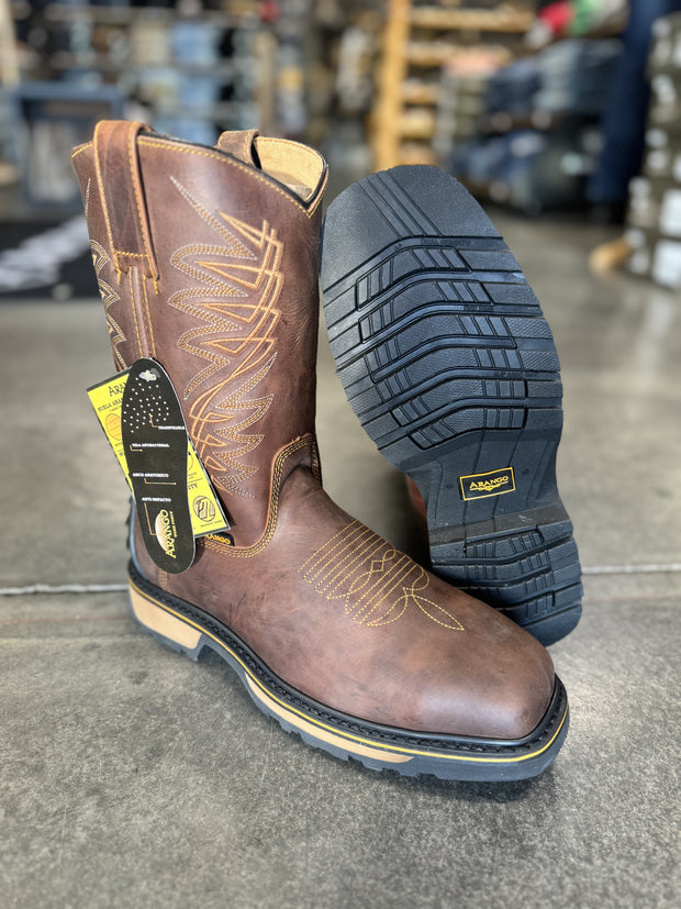 ARANGO Lightweight Brown Square Toe Soft Toe Work Boot - 8508 SOFT TOE