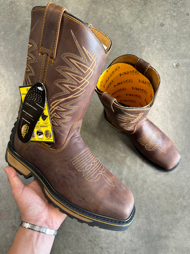 ARANGO Lightweight Brown Square Toe Soft Toe Work Boot - 8508 SOFT TOE