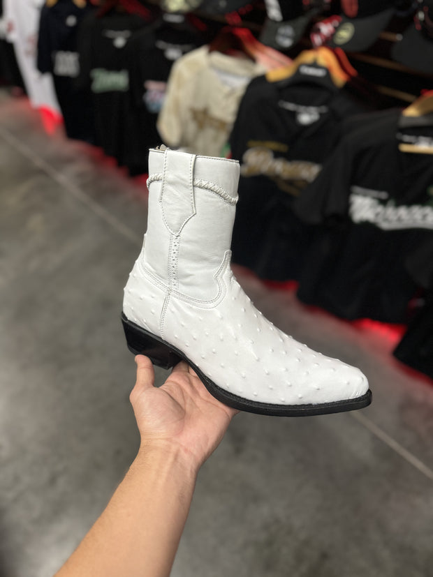 Botin Skinny Piel de Avestruz Blanco - Piel Imitation de Avestruz