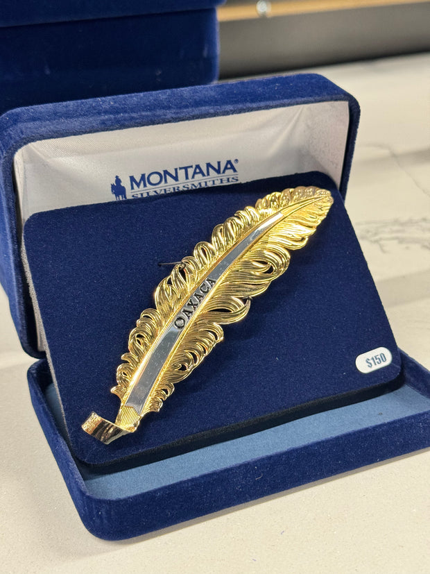 OAXACA - Pluma de Acero Inoxidable/Stainless Steel Hat Feather - Montana Silversmith