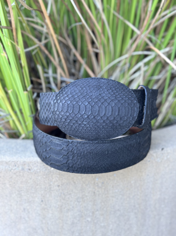 Los Altos Suede Black Python Cowboy Belt