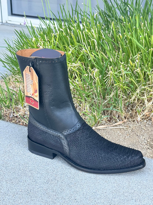 Botin Milan de Python Marca Los Altos Boots - Negro (Con Cierre)
