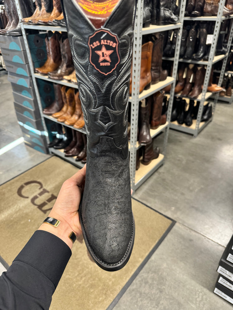 Bota Piel de Elefantante Horma Semi-Oval - Negro