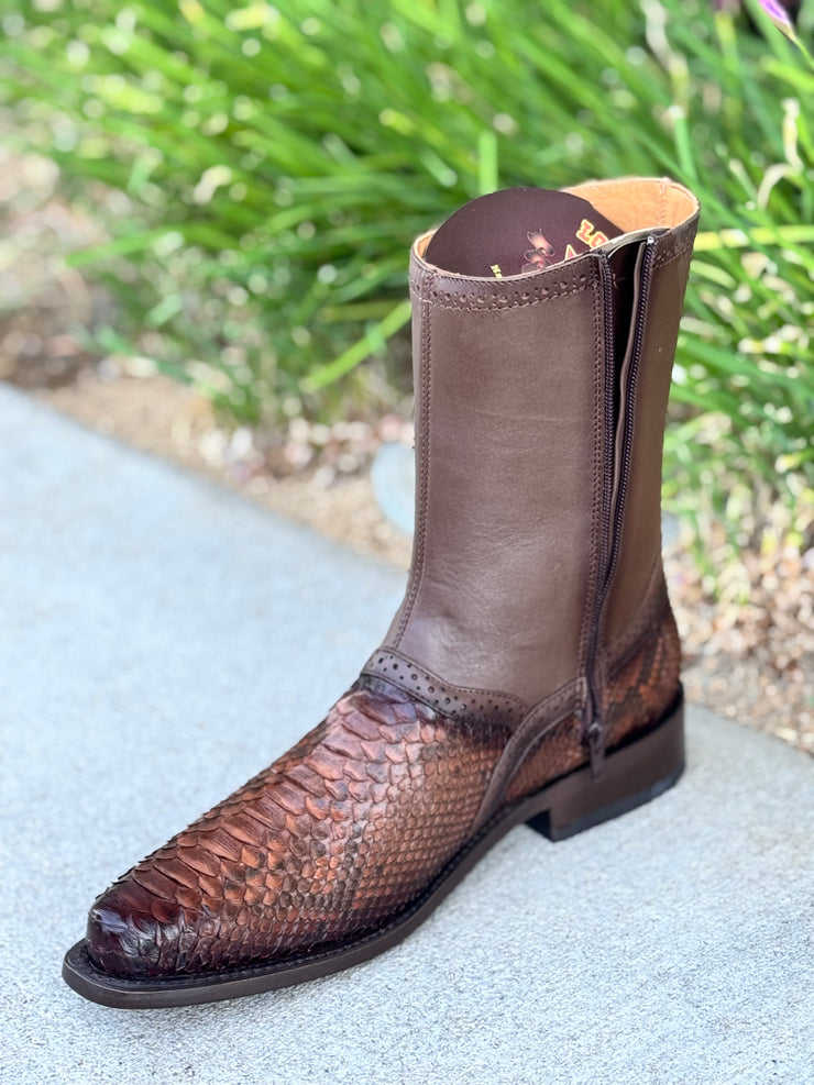 Botin Milan de Python Marca Los Altos Boots - Porto Faded Brown (Con Cierre)