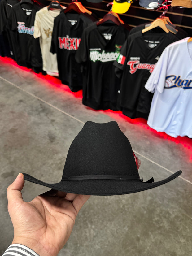 Stetson 6x Spartan Black Cowboy Felt Hat Sinaloa (Copa Chica Falda/Brim 3.5") (DIAMANTE ROJA)