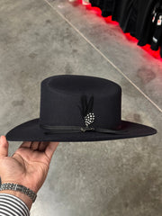 Stetson 6x Spartan Black Cowboy Felt Hat Sinaloa (Copa Chica Falda/Brim 3") (DIAMANTE Negro)