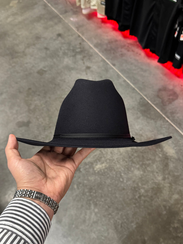 Stetson 6x Spartan Black Cowboy Felt Hat Sinaloa (Copa Chica Falda/Brim 3") (DIAMANTE Negro)