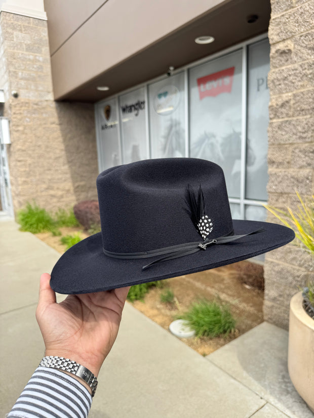 Stetson 6x Spartan Black Cowboy Felt Hat Sinaloa (Copa Chica Falda/Brim 3") (DIAMANTE Negro)