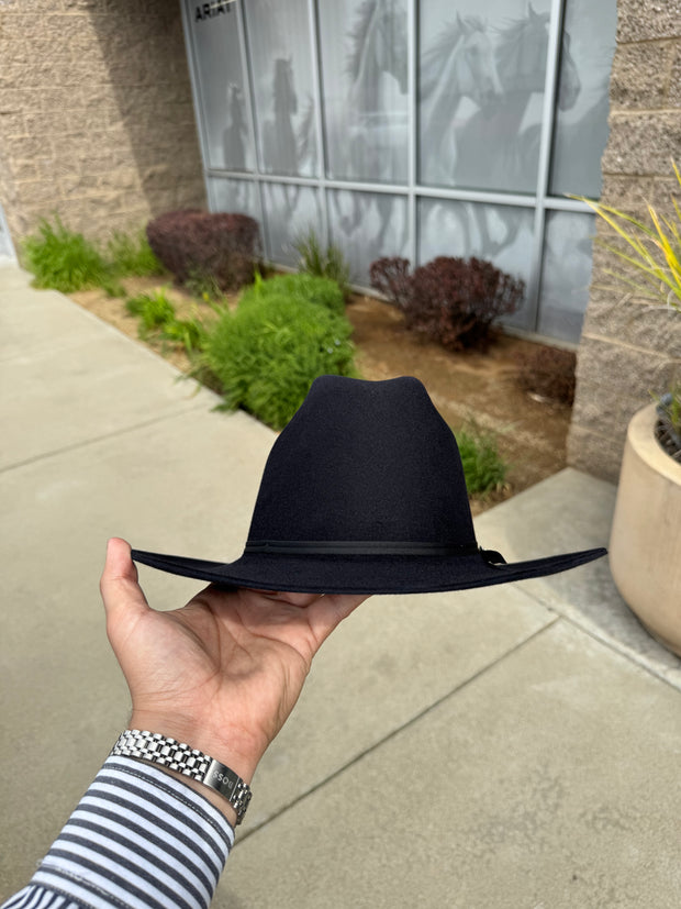 Stetson 6x Spartan Black Cowboy Felt Hat Sinaloa (Copa Chica Falda/Brim 3") (DIAMANTE Negro)