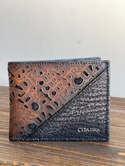 Cuadra Cartera Piel de Tiburon/Res - BLK/CAFE