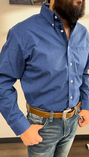 Panhandle Men's Blue Long Sleeve Button up Stretch Western Shirt