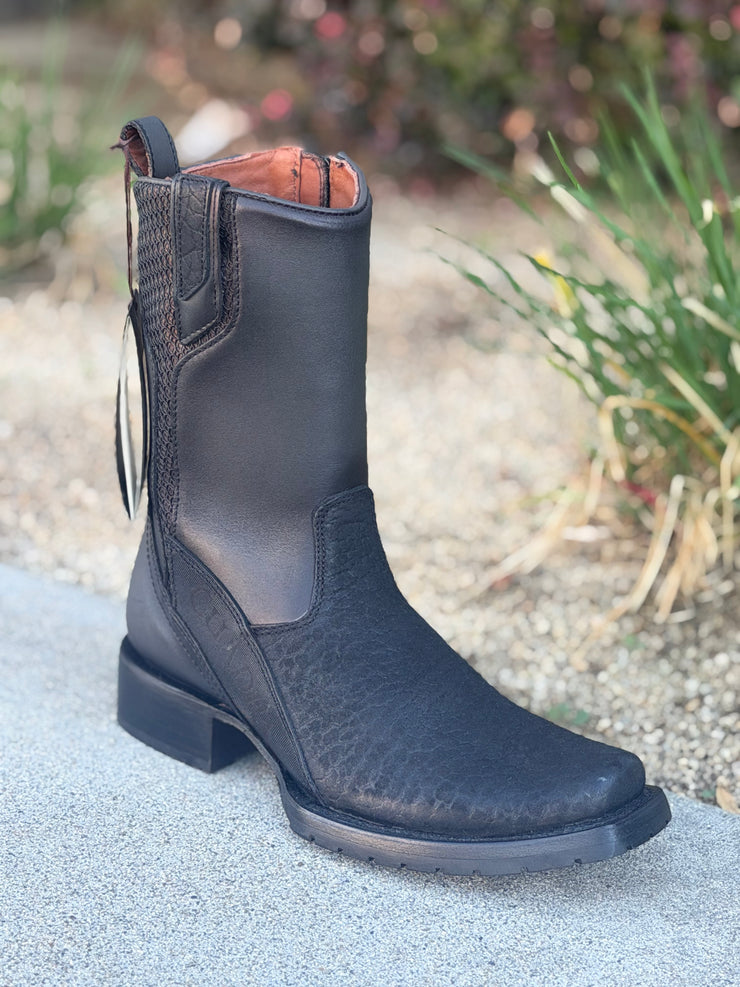 Cuadra Bota con Cierre Piel de Cuello de Toro - Black