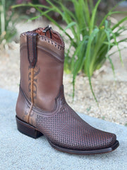 Cuadra Bota Casual con Cierre Piel de Res - Honey