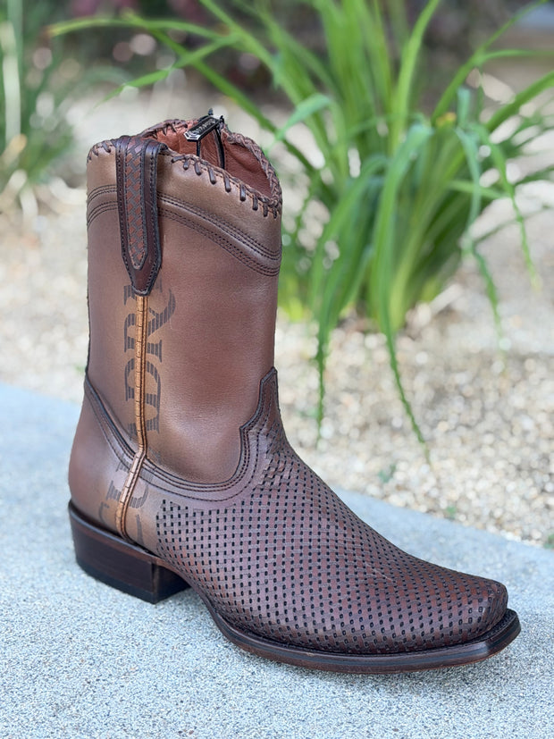 Cuadra Bota Casual con Cierre Piel de Res - Honey