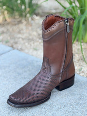 Cuadra Bota Casual con Cierre Piel de Res - Honey