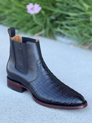 Botin Roper de Caiman Marca Los Altos Boots - Negro