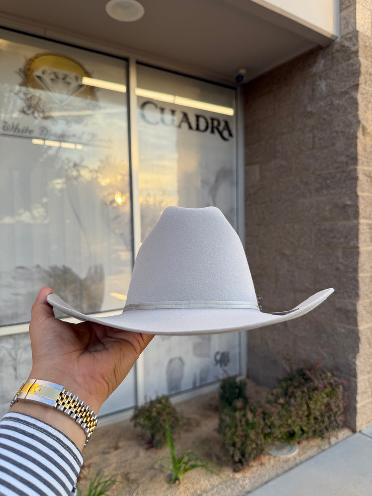 Stetson 6x Spartan Mist Grey Cowboy Felt Hat Sinaloa (Copa Chica Falda/Brim 3.5") (Pluma Negra)