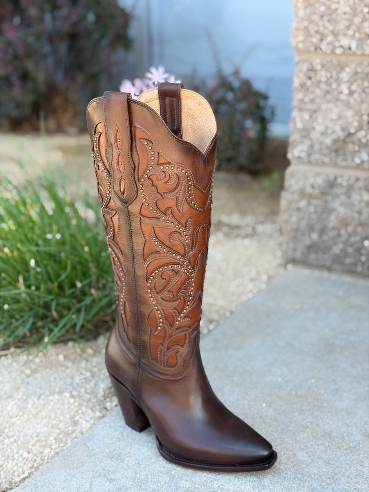 Isabella Bota Alta Para Dama Color Roble Sunset