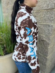 Ariat Women Cow Print Soft-Shell Jacket (Beige/Khaki)