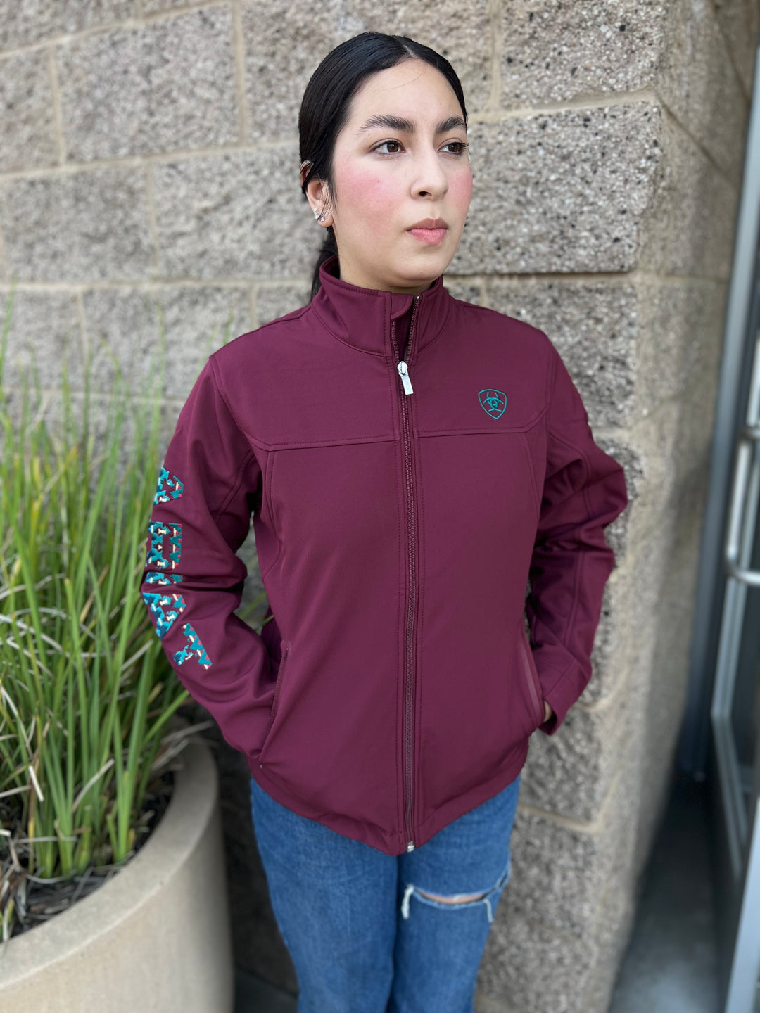 Ariat Women Tawny Port/Baja Soft-Shell Jacket (Dark Red
