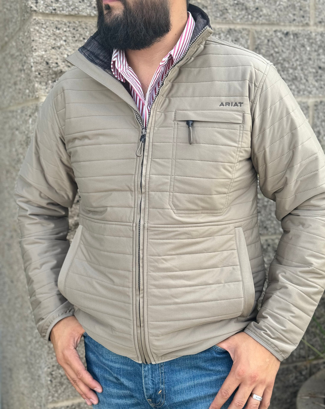 Ariat Wylie Full Zip Jacket (Khaki) – Guadalajara Western Wear