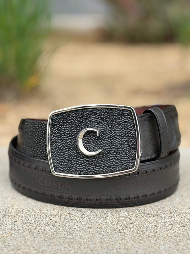 Cuadra Piel de Mantarraya Color Negro