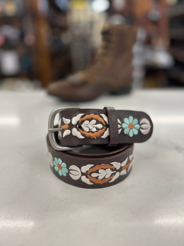 Ariat Women's Floral Belt (Dark Brown)
