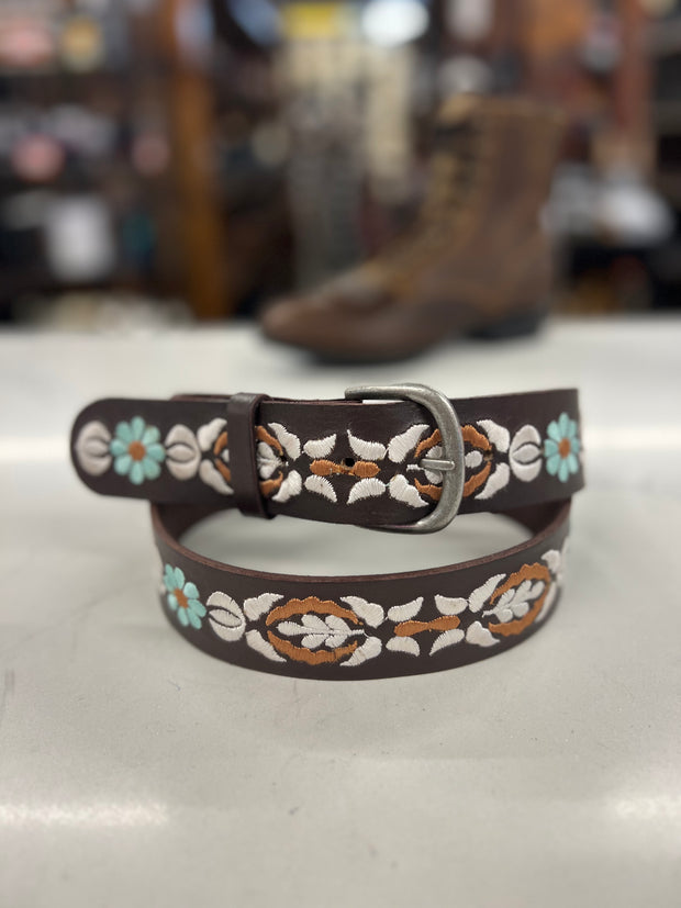 Ariat Women's Floral Belt (Dark Brown)
