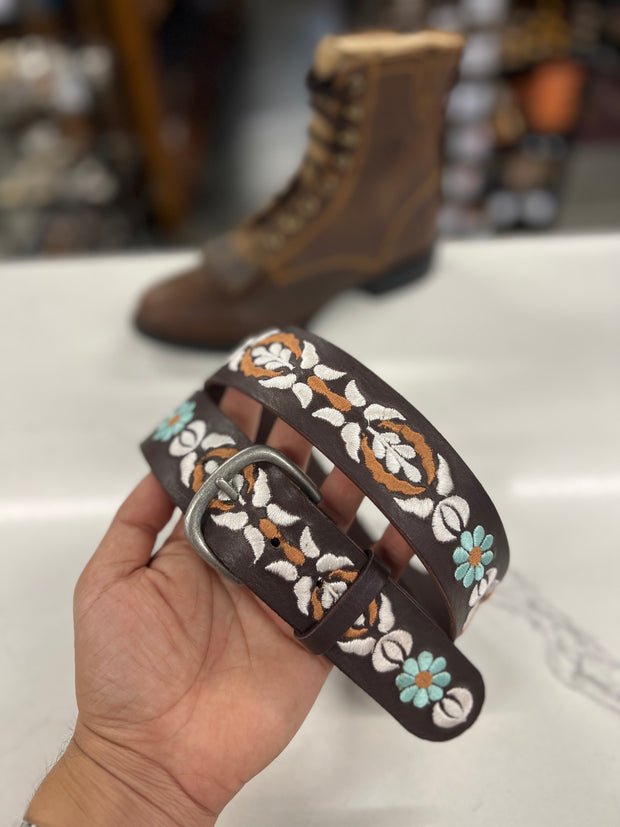 Ariat Women's Floral Belt (Dark Brown)