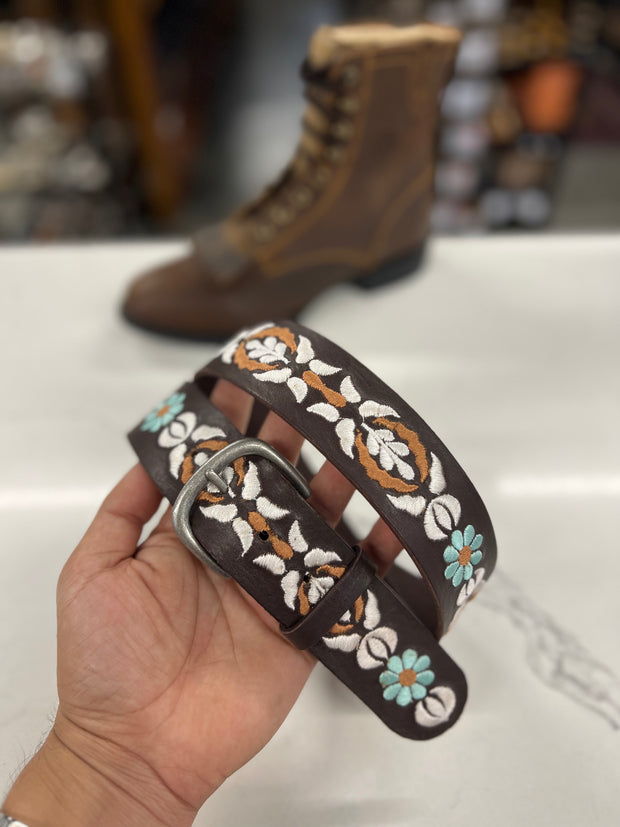 Ariat Women's Floral Belt (Dark Brown)