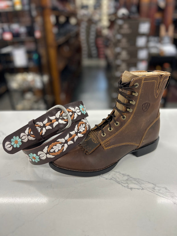 Ariat Women's Floral Belt (Dark Brown)