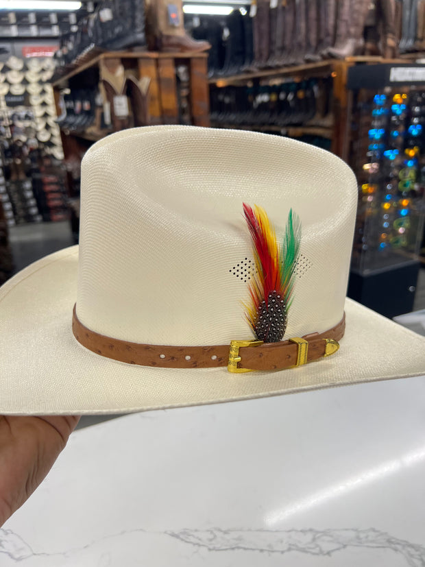 Sombrero 1,000x Copa Alta Falda 3" Marca Morcon (Toquilla Original Avestruz Cognac)