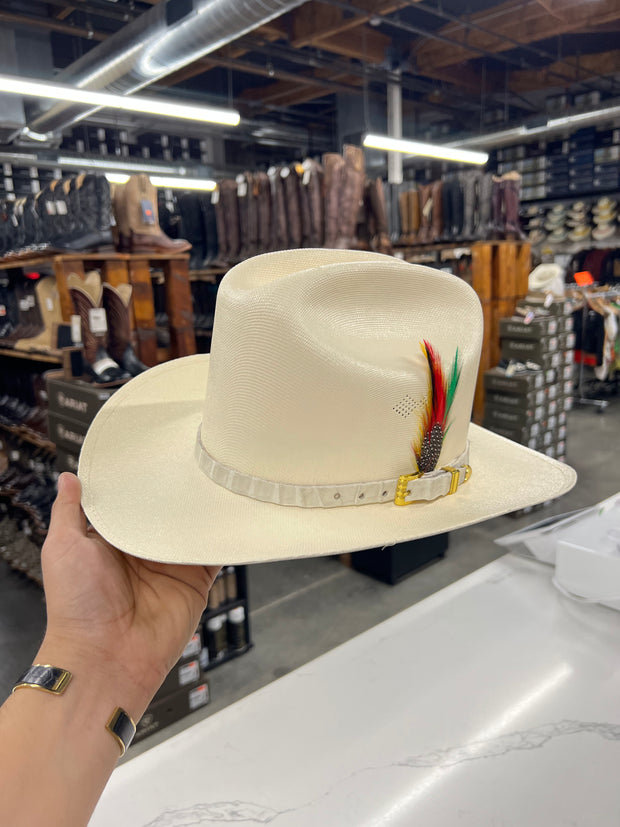 Sombrero 1,000x Copa Alta Falda 3" Marca Morcon (Toquilla Original Coco Hueso)