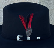 Original Stetson Feather (Red/Black) (Pack of 2) DIAMANTE ROJO