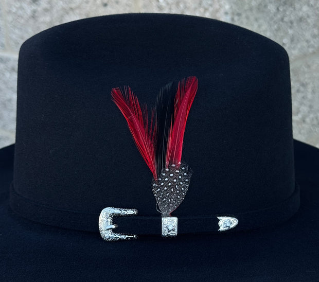 Original Stetson Feather (Red/Black) (Pack of 2) DIAMANTE ROJO