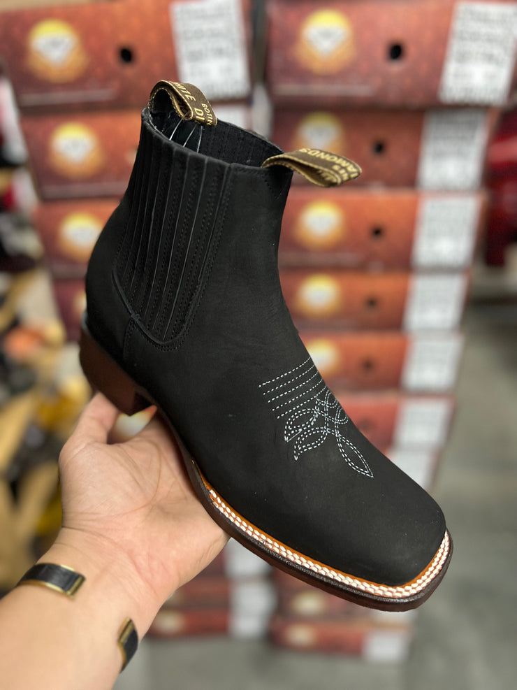 Botin Bulldog Nobuck Negro White Diamond Boots Guadalajara Western Wear