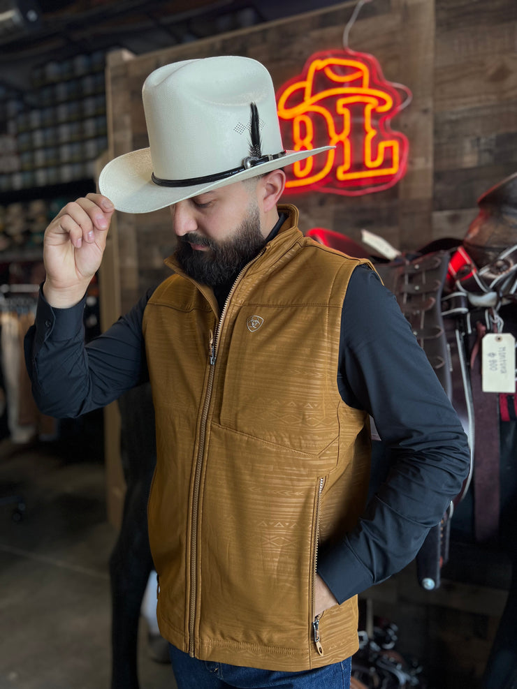 Ariat Men Chestnut Aztec Embossed Soft Shell Vest