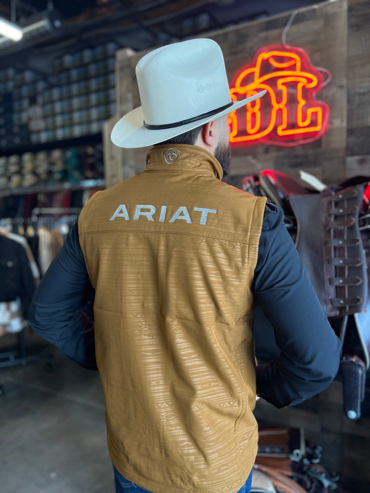 Ariat Men Chestnut Aztec Embossed Soft-Shell Vest