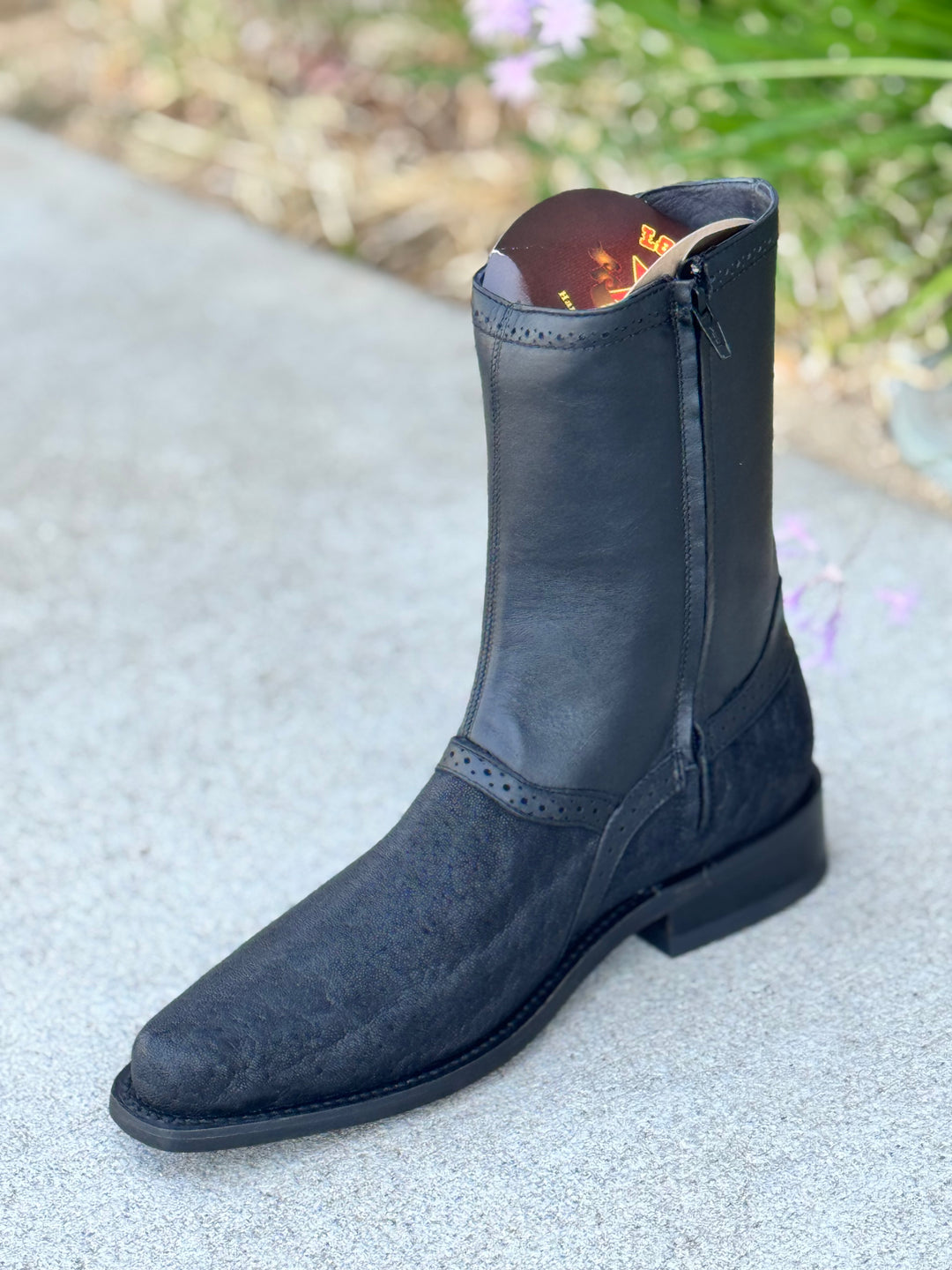 Bottes Cowboy Los Altos – Peau D'éléphant Noire, Bout Rond. Taille US 10.5, Fabriquées Au Mexique. État Quasi Neuf !